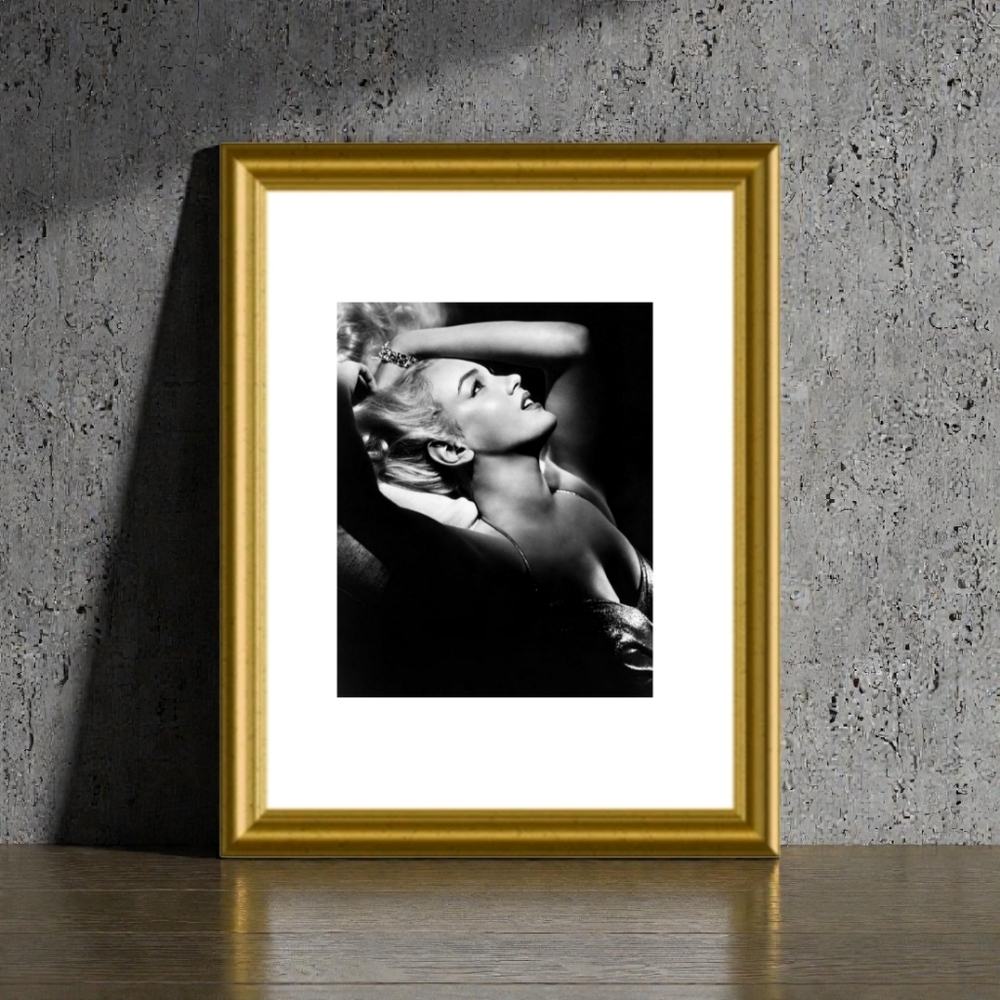 Marilyn Monroe  Black Sitting Sexy Signed Reprint framed and Matted 11x14